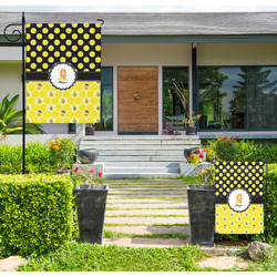 Honeycomb, Bees & Polka Dots Large Garden Flag - Double Sided (Personalized)