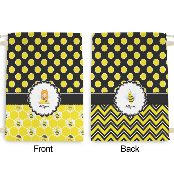 Honeycomb, Bees & Polka Dots Large Laundry Bag - Front & Back View
