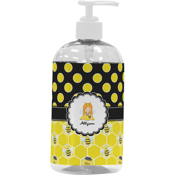 Honeycomb, Bees & Polka Dots Large Liquid Dispenser (16 oz) - White