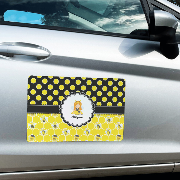Honeycomb, Bees & Polka Dots Large Rectangle Car Magnets- In Context