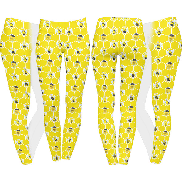 Honeycomb, Bees & Polka Dots Leggings Turn Around - Apvl