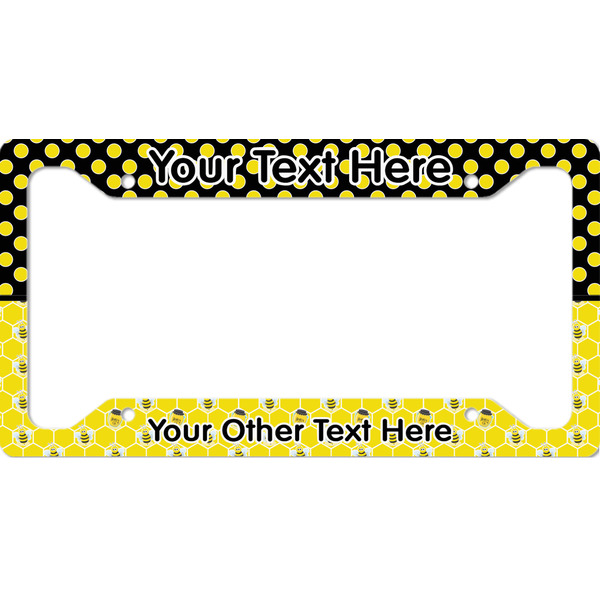 Custom Honeycomb, Bees & Polka Dots License Plate Frame (Personalized)