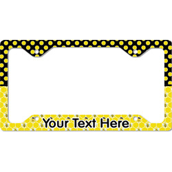 Honeycomb, Bees & Polka Dots License Plate Frame - Style C (Personalized)