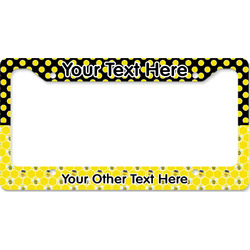 Honeycomb, Bees & Polka Dots License Plate Frame - Style B (Personalized)