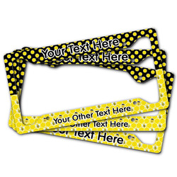 Honeycomb, Bees & Polka Dots License Plate Frame (Personalized)