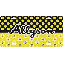 Honeycomb, Bees & Polka Dots Front License Plate (Personalized)