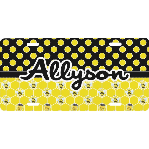 Custom Honeycomb, Bees & Polka Dots Front License Plate (Personalized)