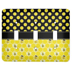 Honeycomb, Bees & Polka Dots Light Switch Cover (3 Toggle Plate)