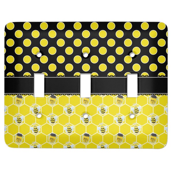 Custom Honeycomb, Bees & Polka Dots Light Switch Cover (3 Toggle Plate)