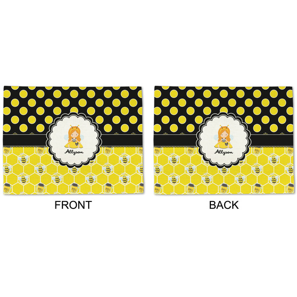Honeycomb, Bees & Polka Dots Linen Placemat - APPROVAL (double sided)