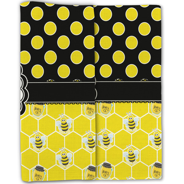 Honeycomb, Bees & Polka Dots Linen Placemat - Folded Half (double sided)