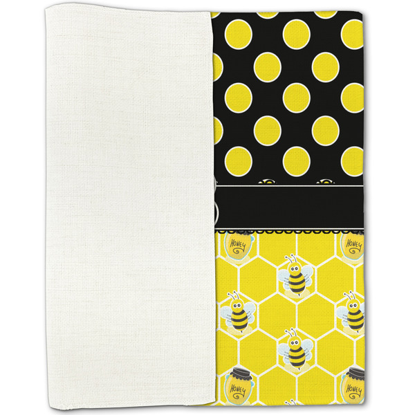 Honeycomb, Bees & Polka Dots Linen Placemat - Folded Half