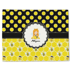 Honeycomb, Bees & Polka Dots Single-Sided Linen Placemat - Single w/ Name or Text