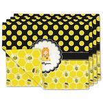 Honeycomb, Bees & Polka Dots Linen Placemat w/ Name or Text