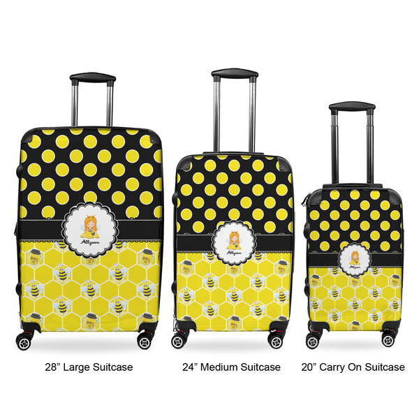 Honeycomb, Bees & Polka Dots Luggage Bags all sizes - With Handle