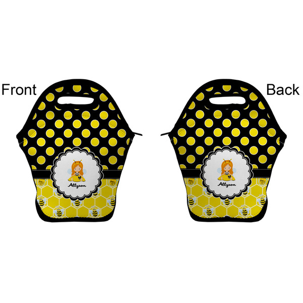 Honeycomb, Bees & Polka Dots Lunch Bag - Front and Back