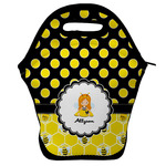 Honeycomb, Bees & Polka Dots Lunch Bag w/ Name or Text