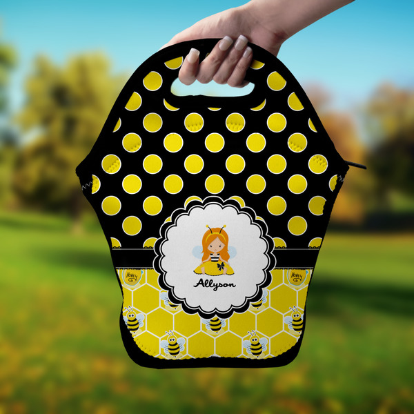 Honeycomb, Bees & Polka Dots Lunch Bag - Hand
