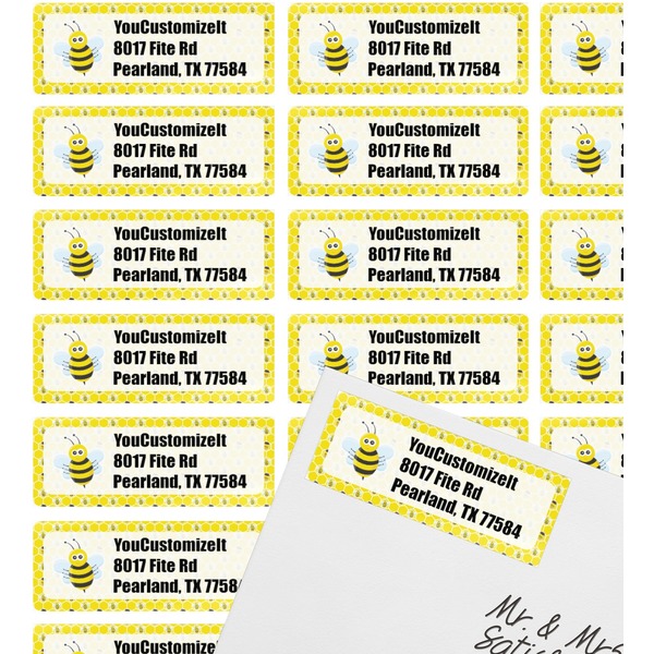 Honeycomb, Bees & Polka Dots Mailing Label on Envelope - Multiple Labels