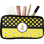 Honeycomb, Bees & Polka Dots Makeup / Cosmetic Bag - Small (Personalized)