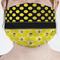 Honeycomb, Bees & Polka Dots Mask - Pleated (new) Front View on Girl
