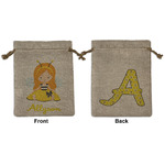 Honeycomb, Bees & Polka Dots Medium Burlap Gift Bag - Front & Back (Personalized)