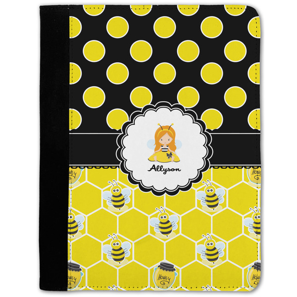 Custom Honeycomb, Bees & Polka Dots Notebook Padfolio - Medium w/ Name or Text