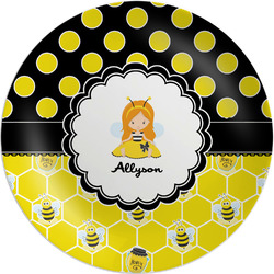 Honeycomb, Bees & Polka Dots Melamine Salad Plate - 8" (Personalized)