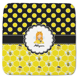 Honeycomb, Bees & Polka Dots Memory Foam Bath Mat - 48"x48" (Personalized)