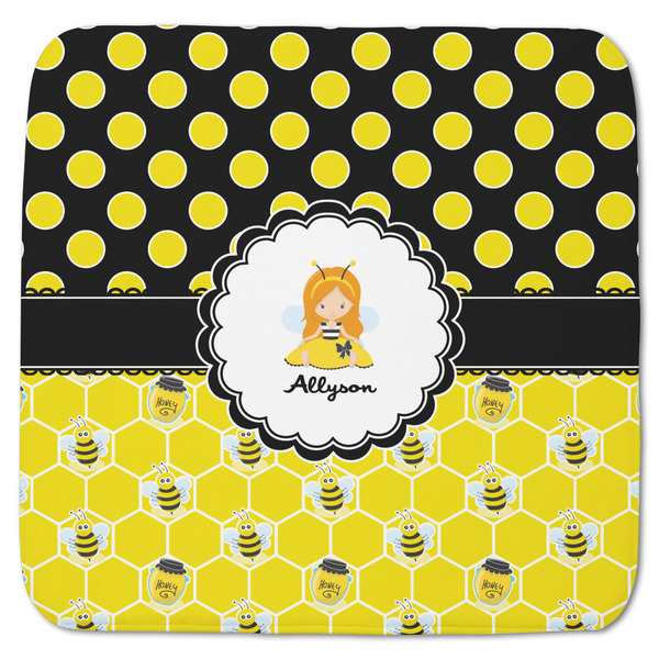 Custom Honeycomb, Bees & Polka Dots Memory Foam Bath Mat - 48"x48" (Personalized)
