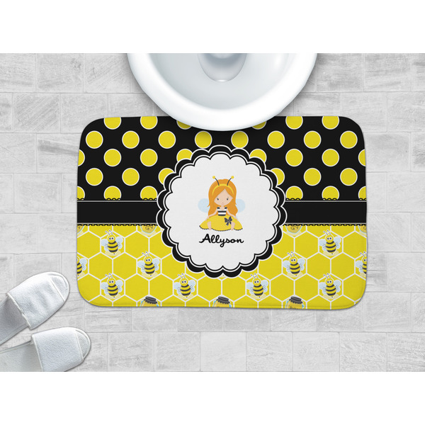 Honeycomb, Bees & Polka Dots Memory Foam Bath Mat - LIFESTYLE 34x21
