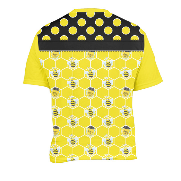 Honeycomb, Bees & Polka Dots Men's Crew Neck T Shirt Medium - Back