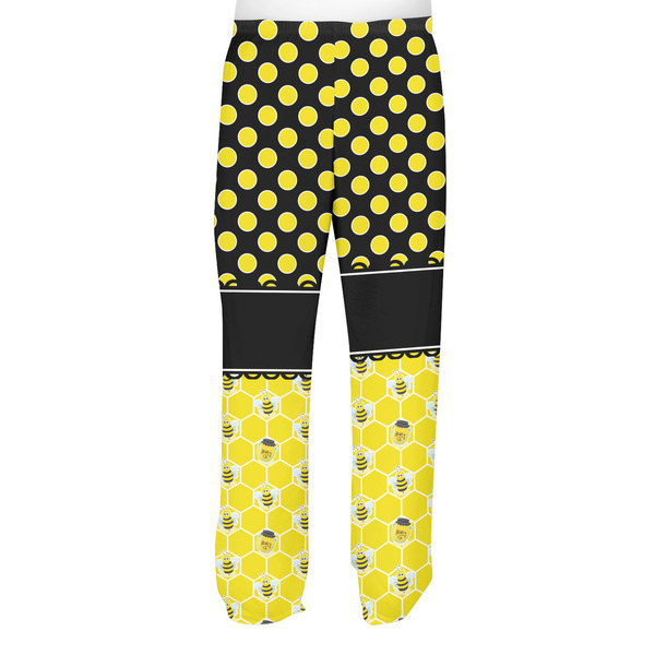 Honeycomb, Bees & Polka Dots Men's Pjs Back - on model