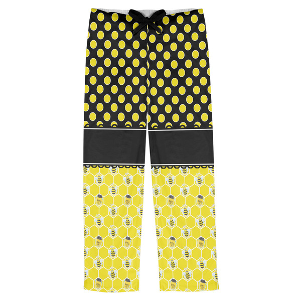 Custom Honeycomb, Bees & Polka Dots Mens Pajama Pants - XS