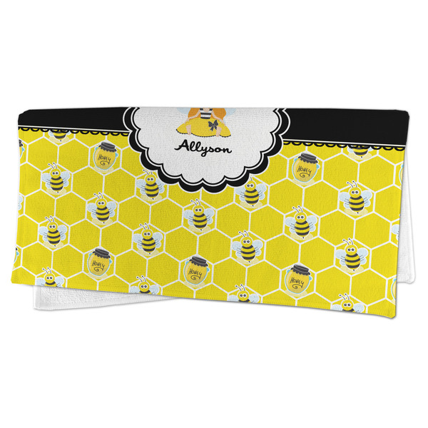 Honeycomb, Bees & Polka Dots Microfiber Dish Rag - FOLDED (half)