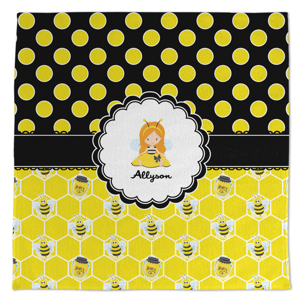 Custom Honeycomb, Bees & Polka Dots Microfiber Dish Towel (Personalized)