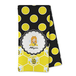 Honeycomb, Bees & Polka Dots Kitchen Towel - Microfiber (Personalized)