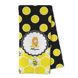 Honeycomb, Bees & Polka Dots Kitchen Towel - Microfiber (Personalized)