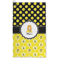 Honeycomb, Bees & Polka Dots Microfiber Golf Towel - Large (Personalized)