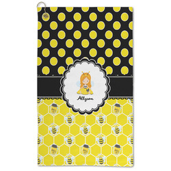 Honeycomb, Bees & Polka Dots Microfiber Golf Towel - Large (Personalized)