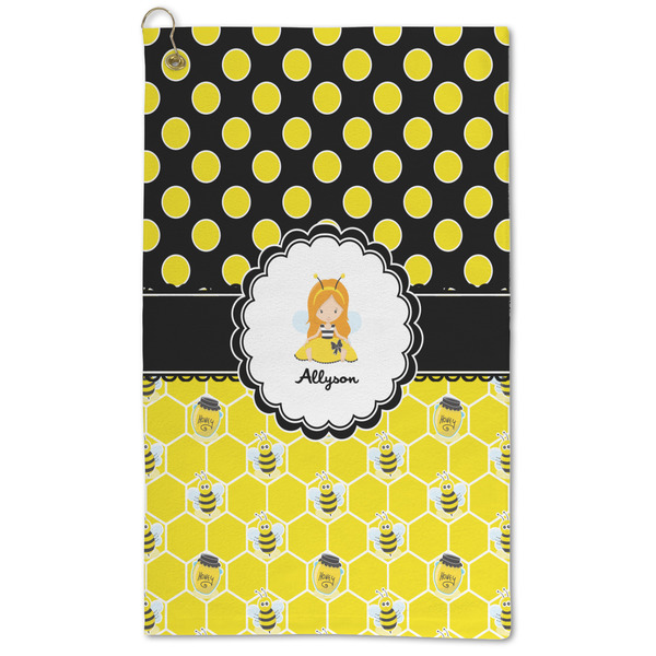 Custom Honeycomb, Bees & Polka Dots Microfiber Golf Towel (Personalized)