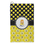 Honeycomb, Bees & Polka Dots Microfiber Golf Towel - Small (Personalized)