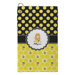Honeycomb, Bees & Polka Dots Microfiber Golf Towel - Small (Personalized)