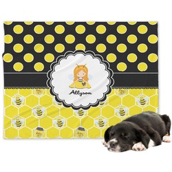 Honeycomb, Bees & Polka Dots Dog Blanket - Large (Personalized)