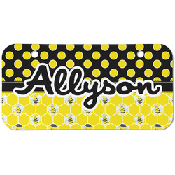 Honeycomb, Bees & Polka Dots Mini/Bicycle License Plate (2 Holes) (Personalized)