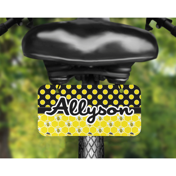 Honeycomb, Bees & Polka Dots Mini License Plate on Bicycle - LIFESTYLE Two holes
