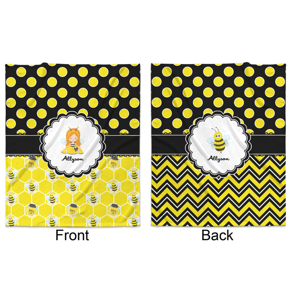 Honeycomb, Bees & Polka Dots Minky Blanket - 50"x60" - Double Sided - Front & Back