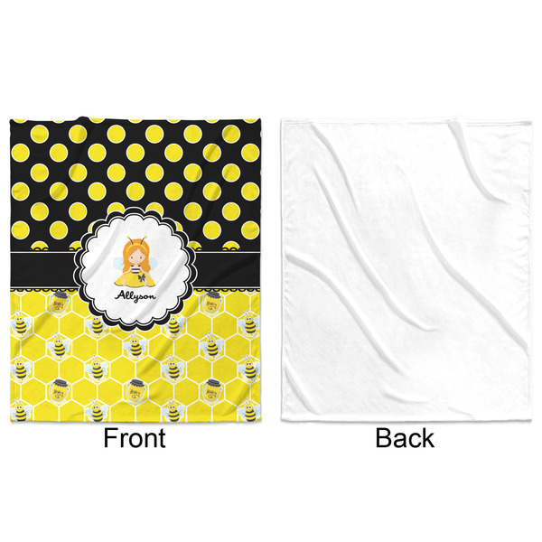 Honeycomb, Bees & Polka Dots Minky Blanket - 50"x60" - Single Sided - Front & Back