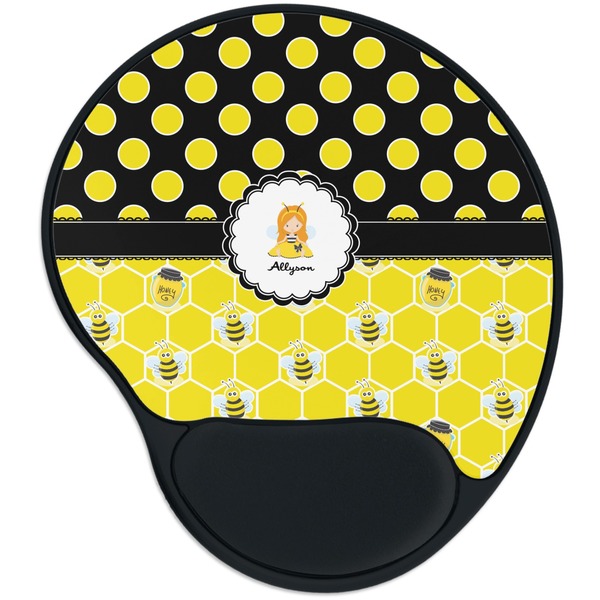 Custom Honeycomb, Bees & Polka Dots Mouse Pad with Wrist Support