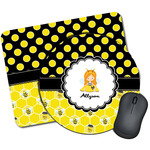 Honeycomb, Bees & Polka Dots Mouse Pad (Personalized)